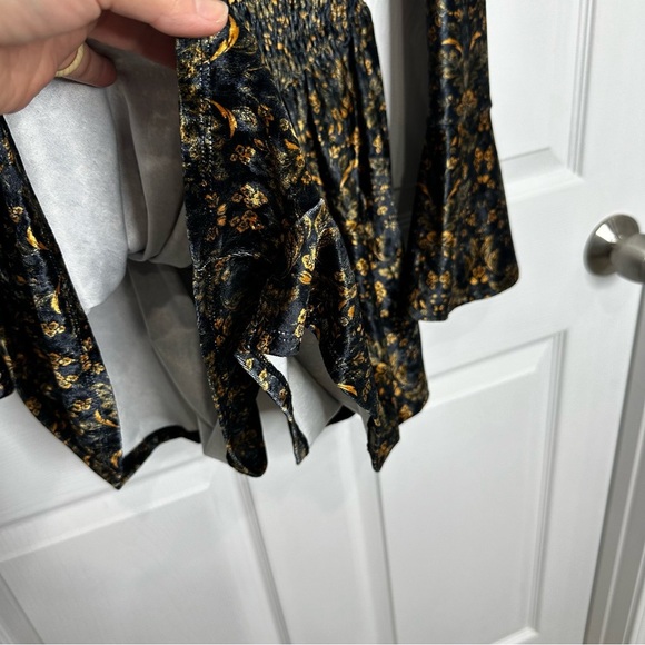 New Rare Free People Bali Tightrope Romper $148 Small Brown Velvet Floral Motif - Picture 7 of 10